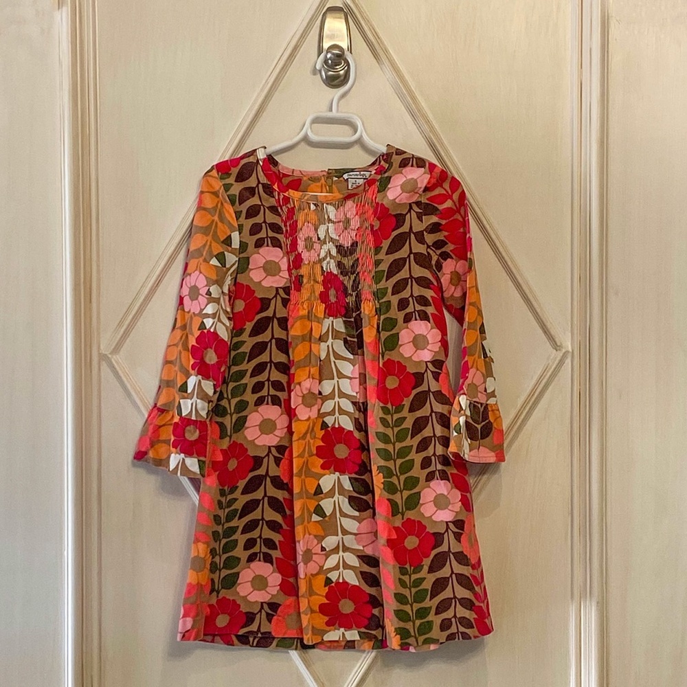 Hartstrings Floral Smocked Corduroy Dress